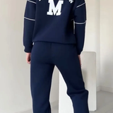 Janine - Conjunto feminino casual de duas peças com mangas longas