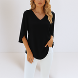 Sophie™ | Blusa Elegante com Decote em V e Mangas Fendidas
