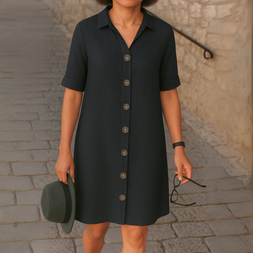 Ria™ | Elegante vestido longo estilo camisa