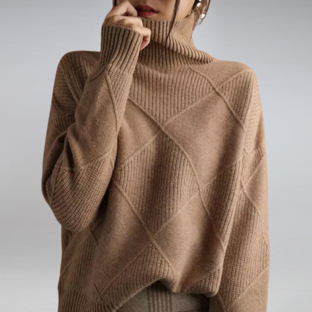 Ilse™ - Pullover de Gola Alta em Cashmere