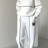 Janine - Conjunto feminino casual de duas peças com mangas longas