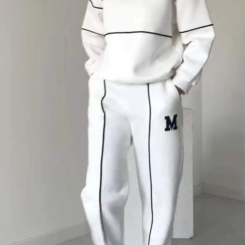 Janine - Conjunto feminino casual de duas peças com mangas longas