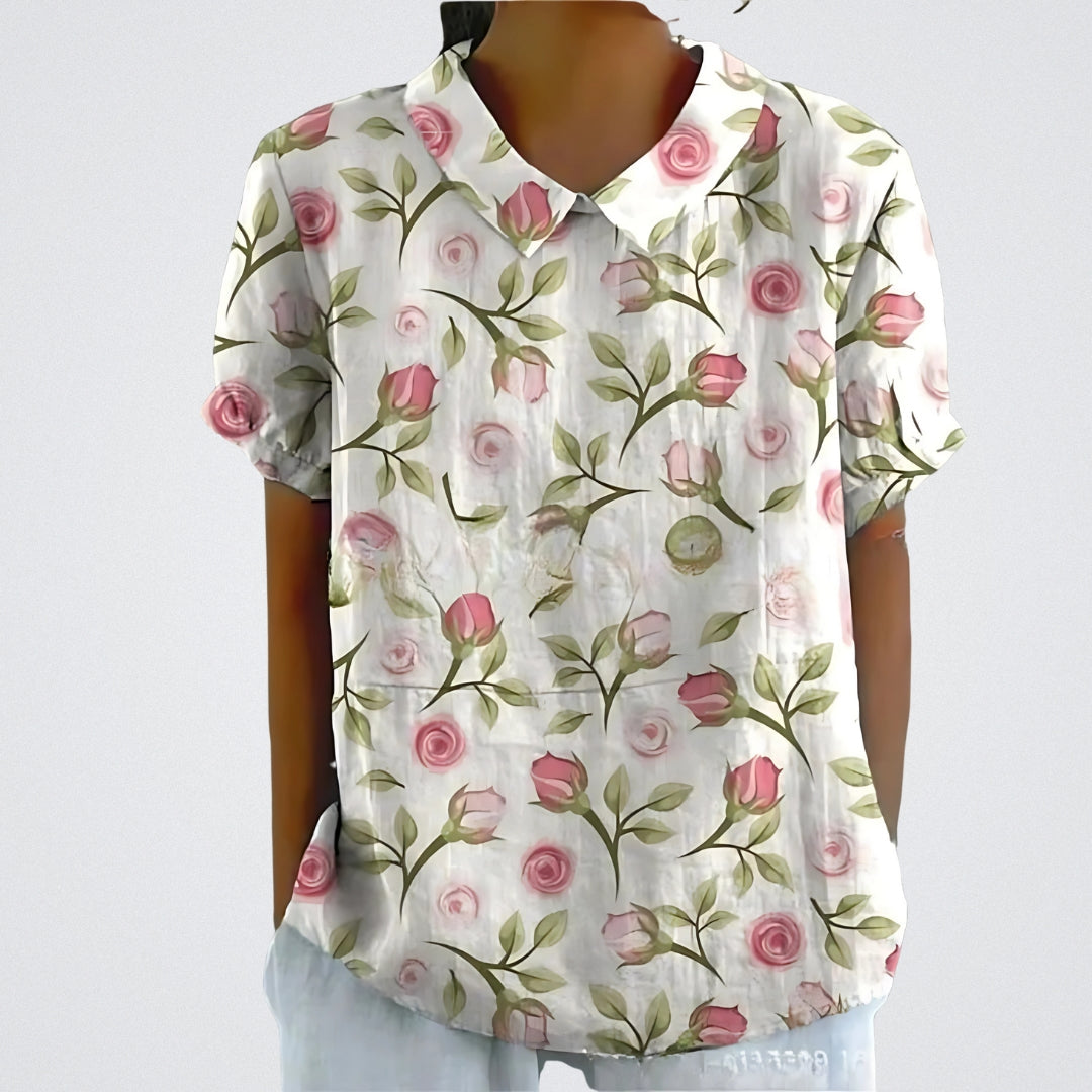 Lina™ | Blusa com Padrão de Flores