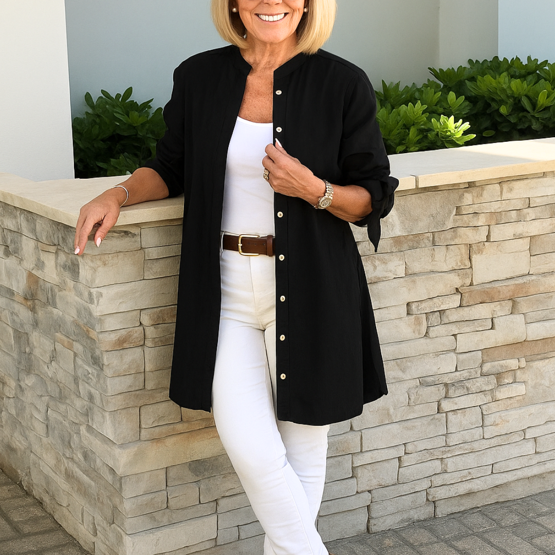 Louise™ | Blusa com Botões e Mangas Laço