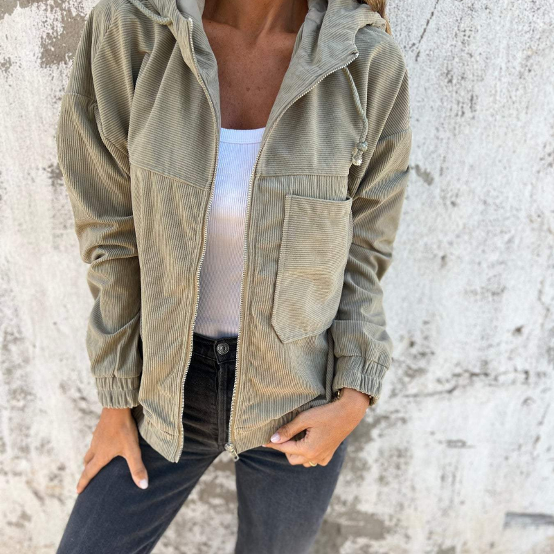 Ella™ | Casaco de capuz em cordão com fecho éclair