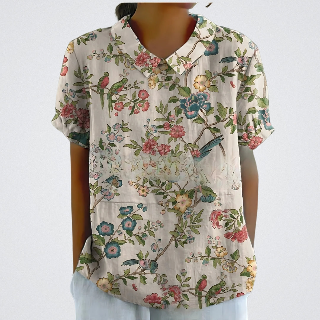 Lina™ | Blusa com Padrão de Flores