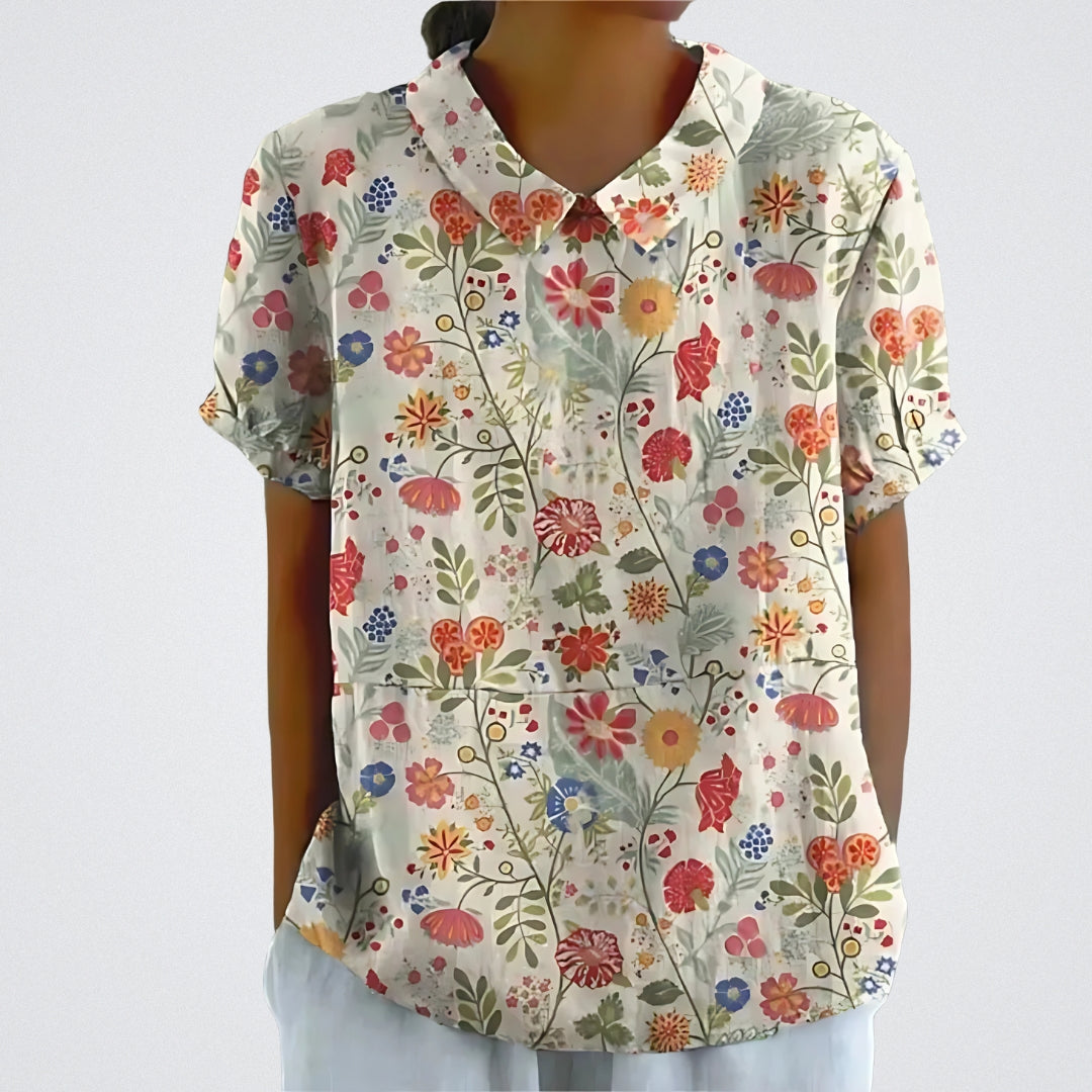 Lina™ | Blusa com Padrão de Flores