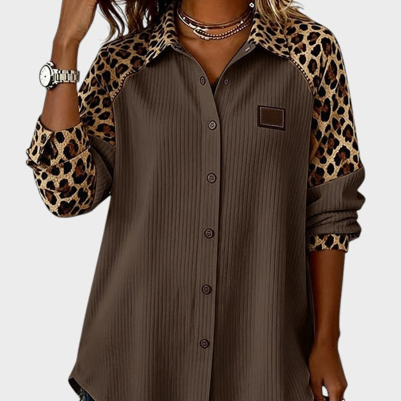 Maria™ – Blusa de manga comprida com padrão leopardo