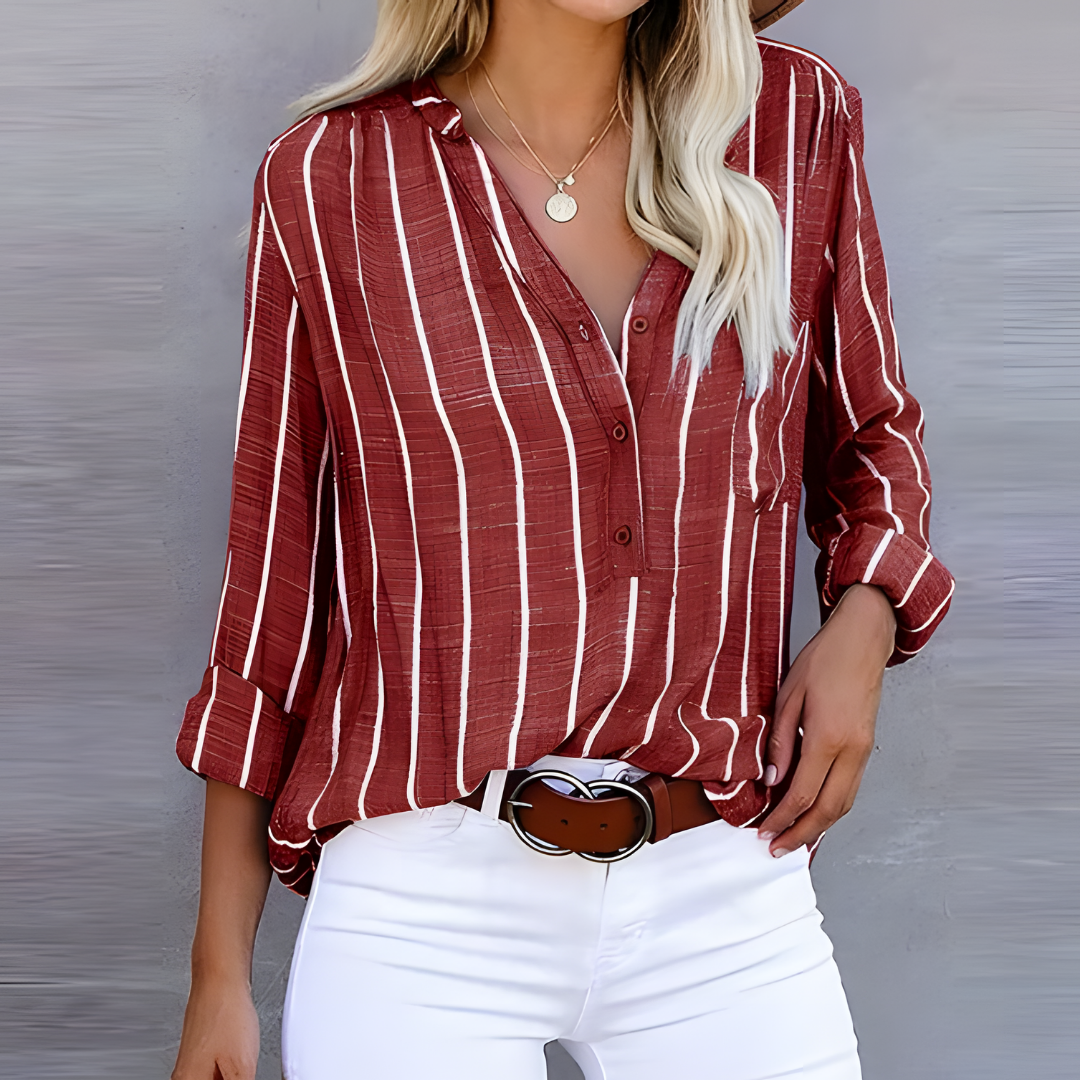 Monica™ | Blusa de Senhora Risca Trendy