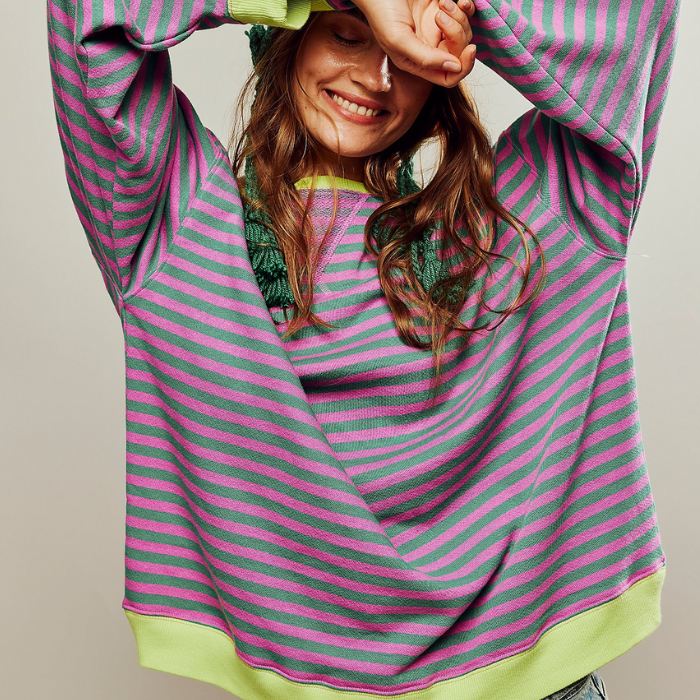 Anika™ | Pullover Listrado em Tamanho Grande