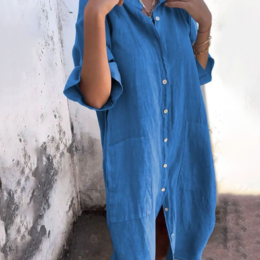 Melanie™ | Vestido Camisa Casual até ao Tornozelo em Estilo Ibiza