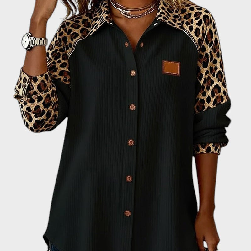 Maria™ – Blusa de manga comprida com padrão leopardo