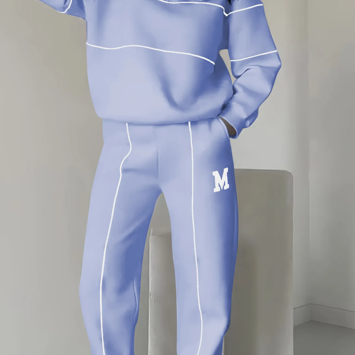 Janine - Conjunto feminino casual de duas peças com mangas longas