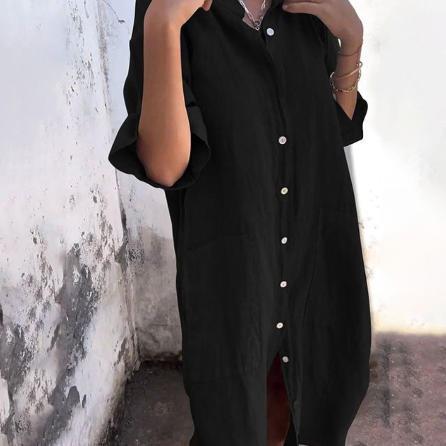 Melanie™ | Vestido Camisa Casual até ao Tornozelo em Estilo Ibiza