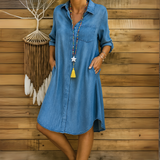 Ingrid™ | Vestido Camisa de Jeans Confortável