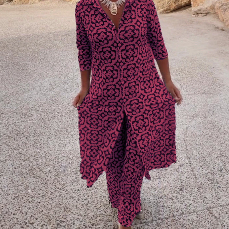 Amalia™ | Conjunto de Dois Peças com Estampa Vintage