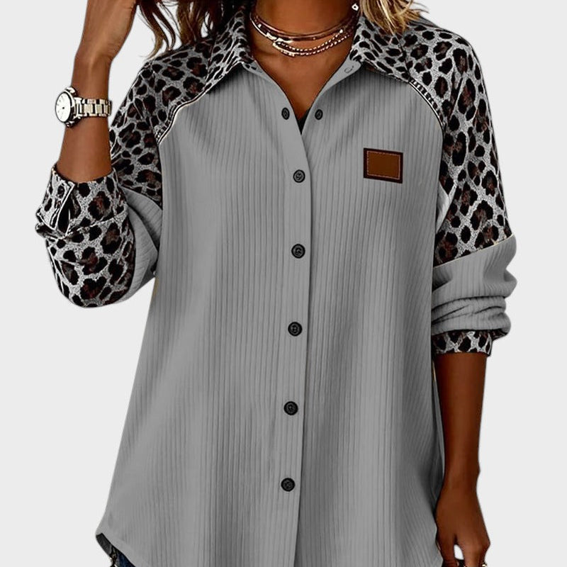 Maria™ – Blusa de manga comprida com padrão leopardo