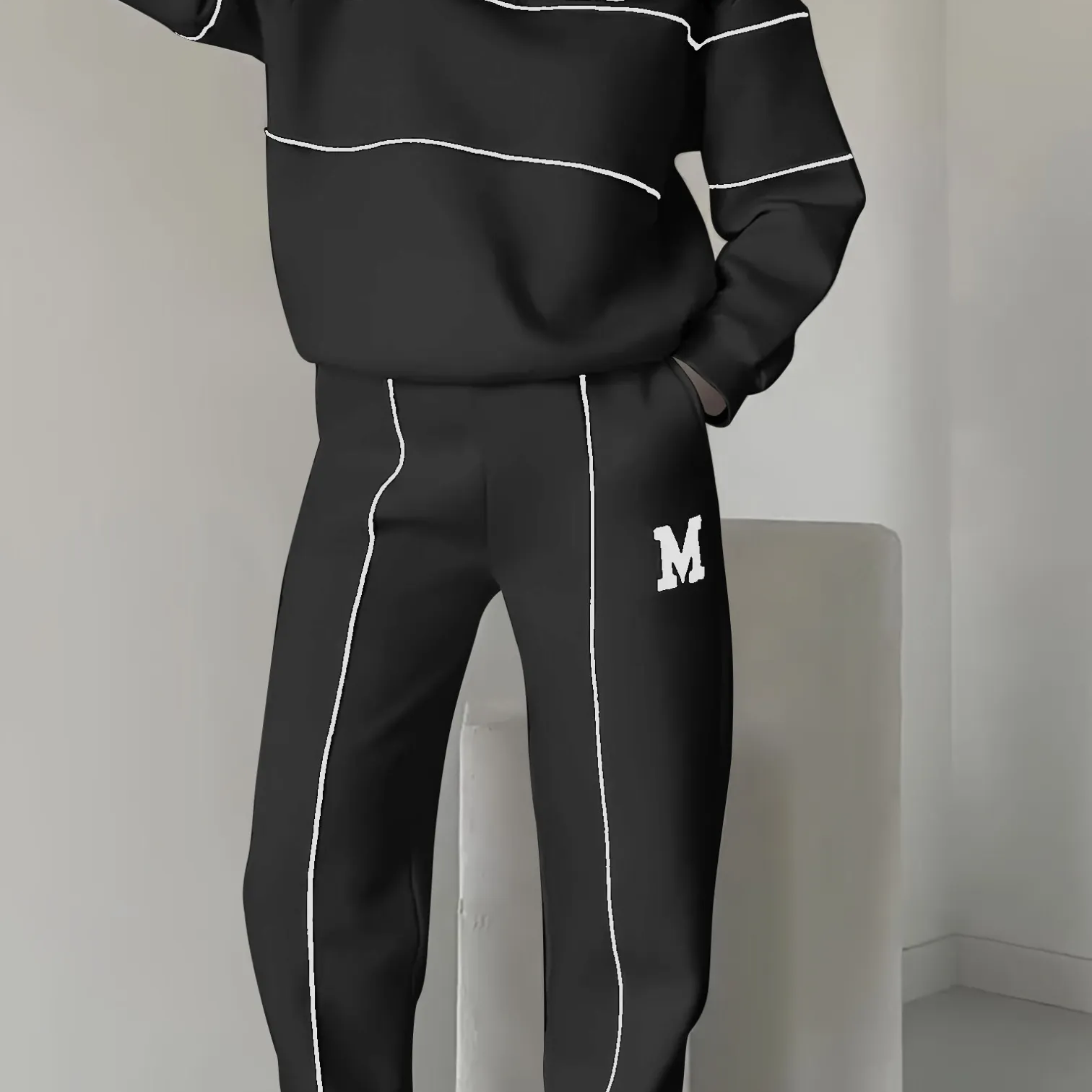 Janine - Conjunto feminino casual de duas peças com mangas longas