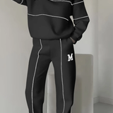 Janine - Conjunto feminino casual de duas peças com mangas longas