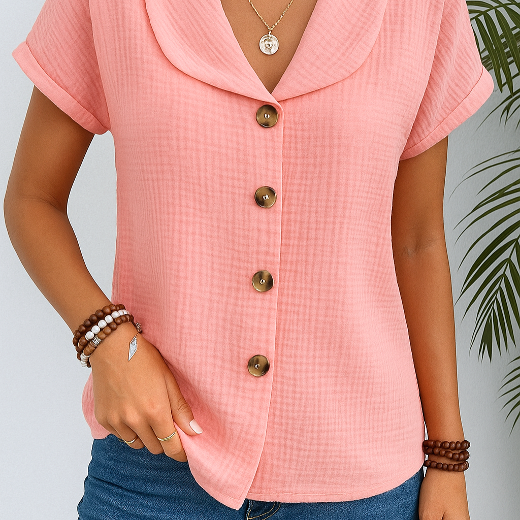 Marijke™ | Blusa com Colarinho e Botões