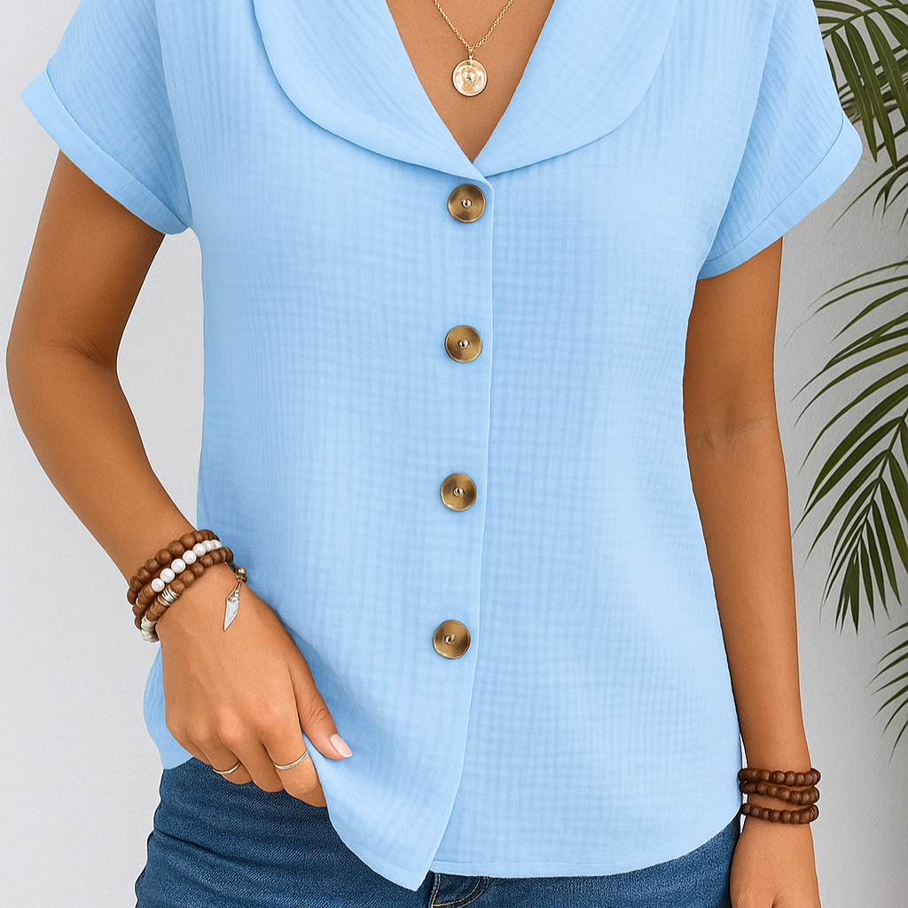 Marijke™ | Blusa com Colarinho e Botões