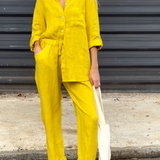 Marjan™ | Elegante conjunto de camisa e calças em linho de duas peças