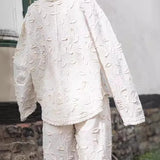 Conjunto Elegante de Calças e Blusa de Manga Longa