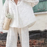 Conjunto Elegante de Calças e Blusa de Manga Longa