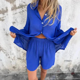 Nora™ | Conjunto Casual de Blusa Simples e Calções