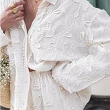 Conjunto Elegante de Calças e Blusa de Manga Longa