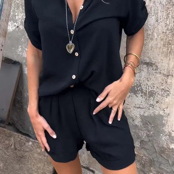 Pauline - Conjunto de Blusa em Algodão e Linho