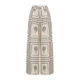 Conjunto de Senhora de 2 peças com Estampado Geométrico: Camisa e Calças de Perna Larga